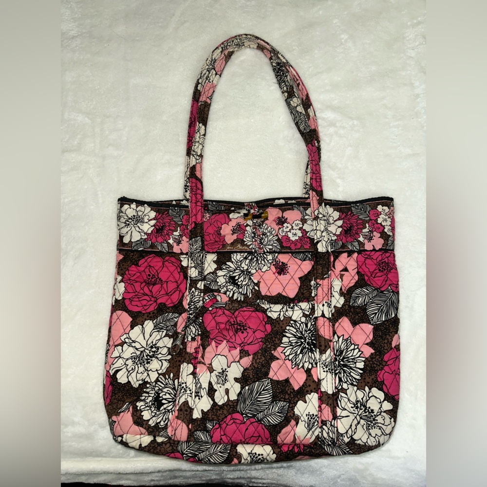 Vera Bradley Tote W/ Tortoise Shell Toggle Closur… - image 1
